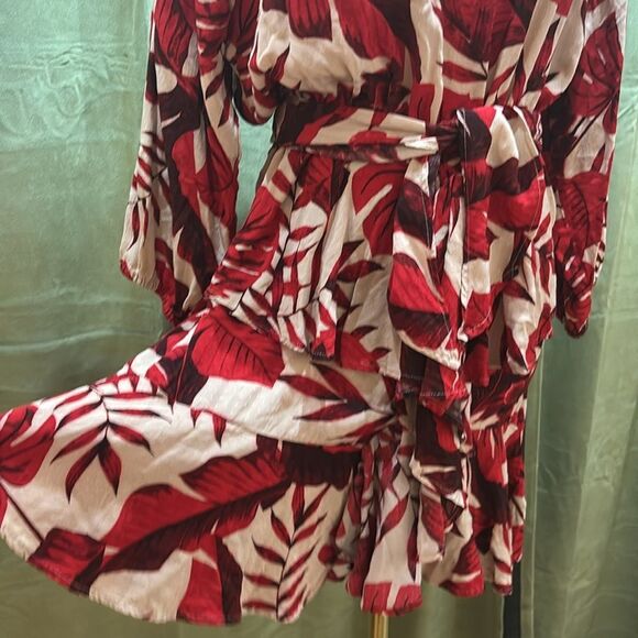 Johanna Ortiz x H&M Red and Cream Floral Long Sleeve Dress, M - Picture 7 of 11